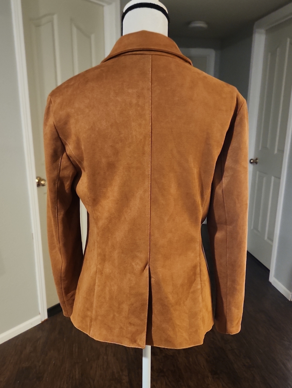 NWOT Faux Suede Cognac Button Up Blazer - Picture 3 of 5